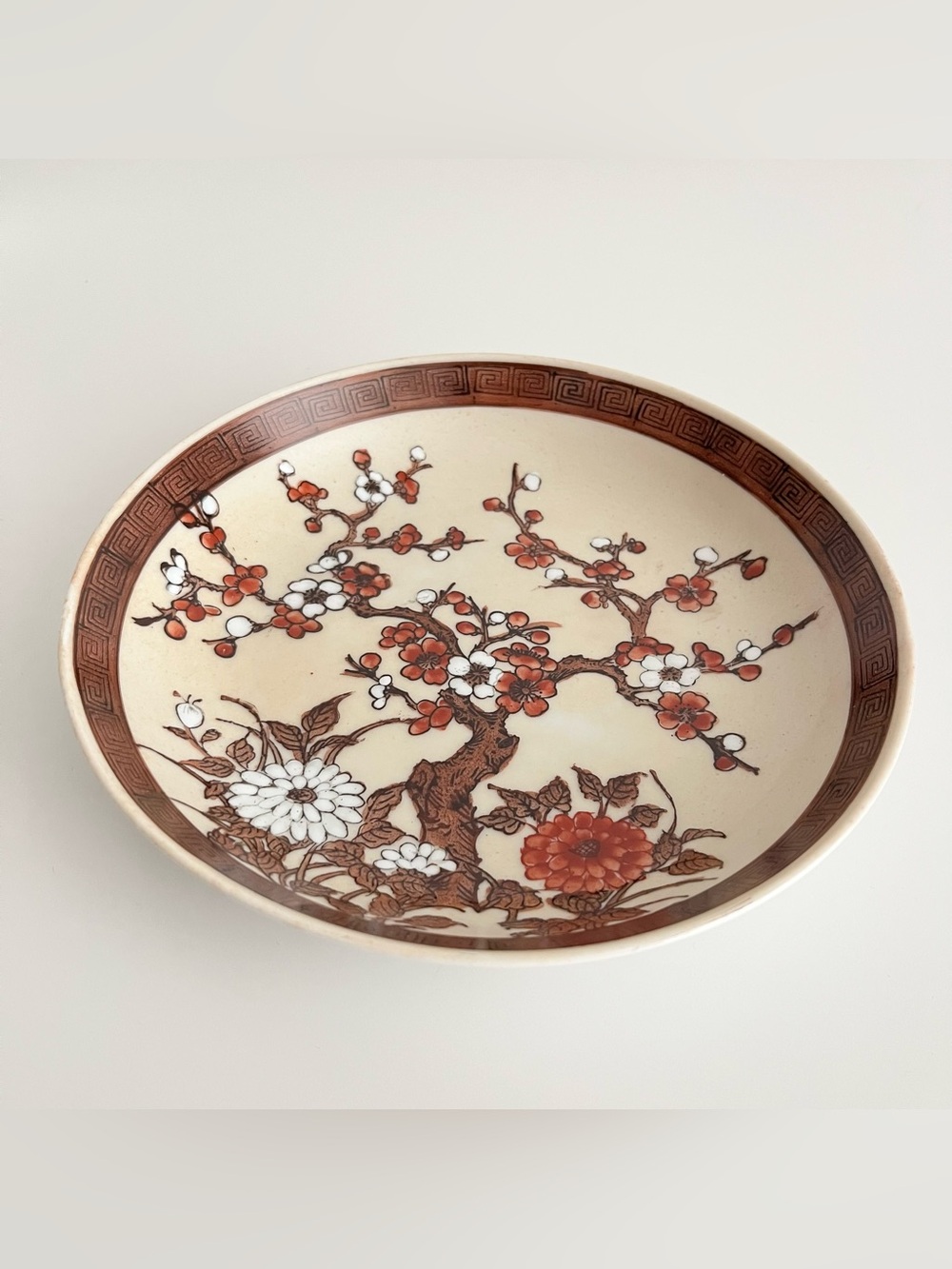 Vintage Hand Painted Japanese Porcelain Ware Dish Plate Floral Cherry Blossoms